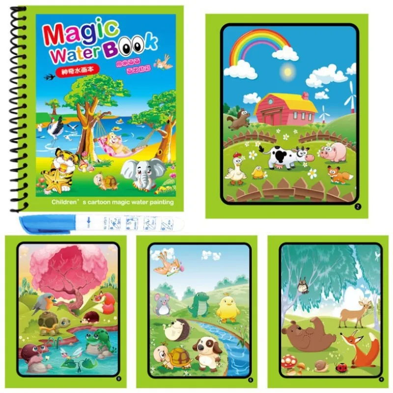 Reusable Water Magic Coloring Book - Livre d'eau magique réutilisable, 1 pièce,