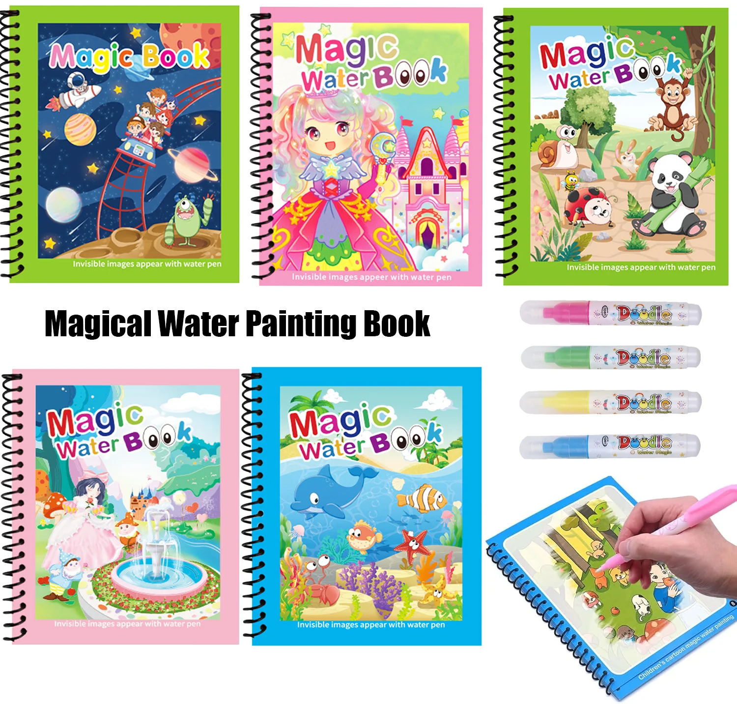 Reusable Water Magic Coloring Book - Livre de coloriage réutilisable, livre de