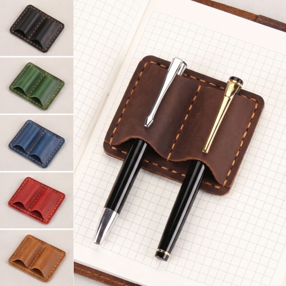 Vintage Leather Journal Notebook - Porte-stylo double en cuir vintage, élégant,