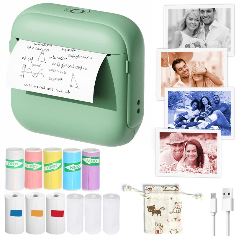 Mini Pocket Thermal Printer Paper Roll - Mini imprimante thermique sans encre Bluetooth