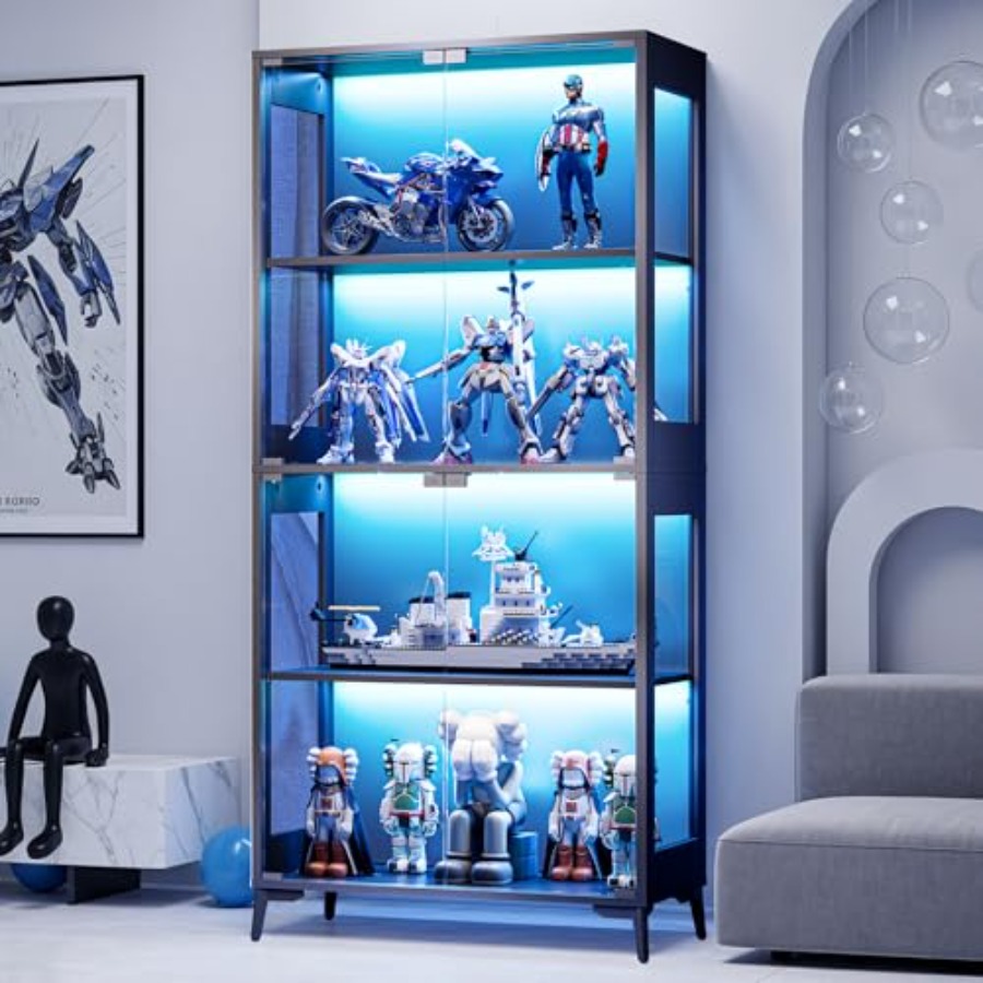 Books - Vitrine en verre avec portes pour