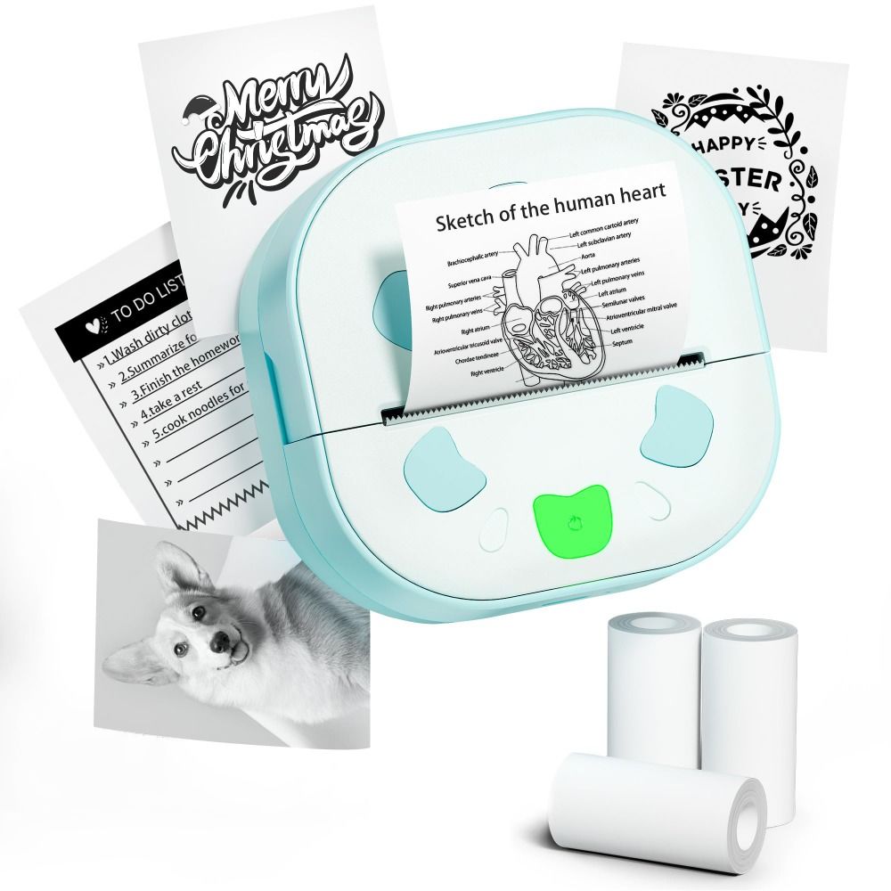 Mini Pocket Thermal Printer Paper Roll - Mini imprimante d'autocollants avec 3 rouleaux