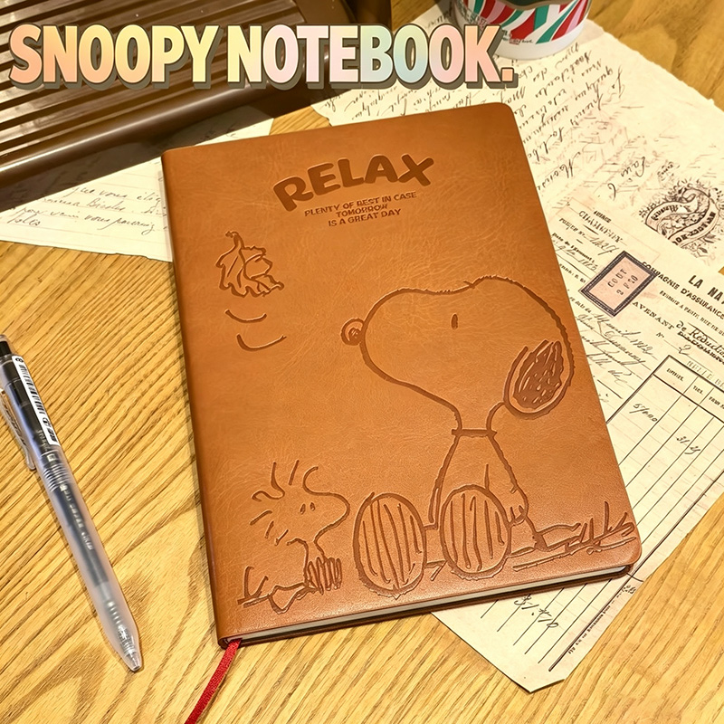 Vintage Leather Journal Notebook - Carnet en cuir A5 vintage Snoopy,