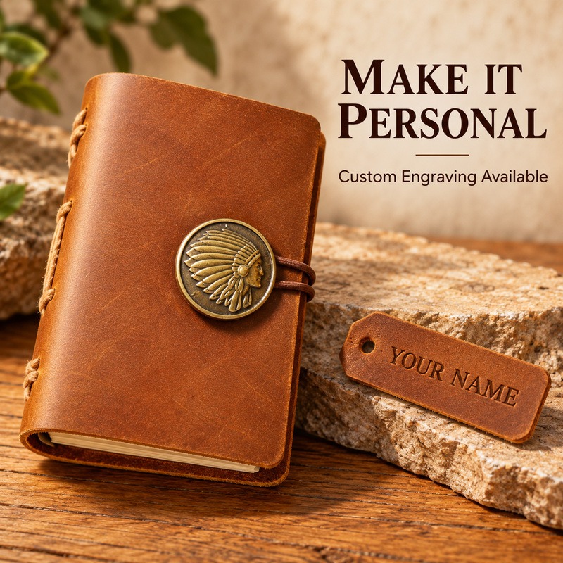 Mini carnet de voyage en cuir  - Vintage Leather Journal Notebook avis et prix