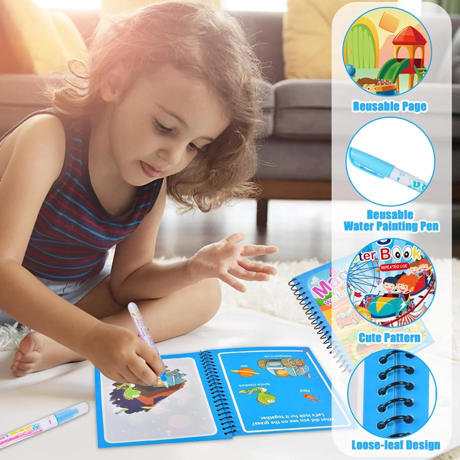Livre de coloriage réutilisabl - Reusable Water Magic Coloring Book avis et prix