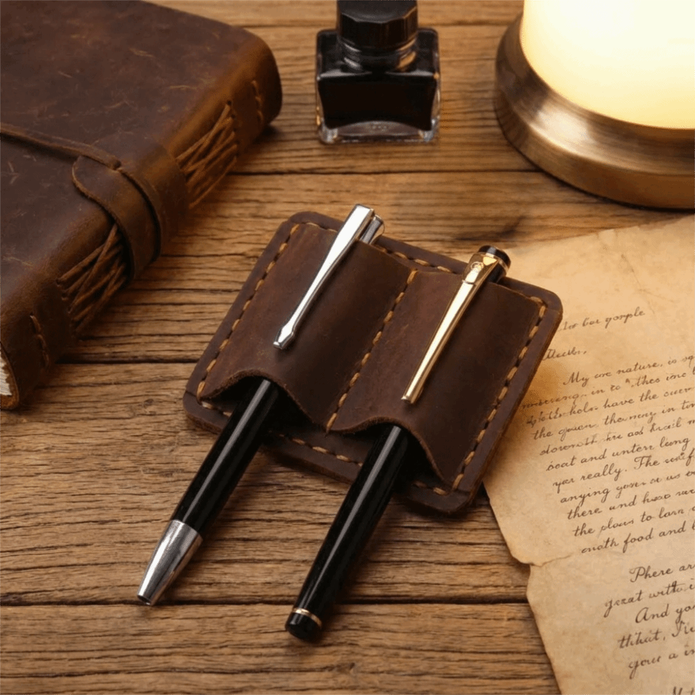 Porte-stylo double en cuir vin - Vintage Leather Journal Notebook avis et prix
